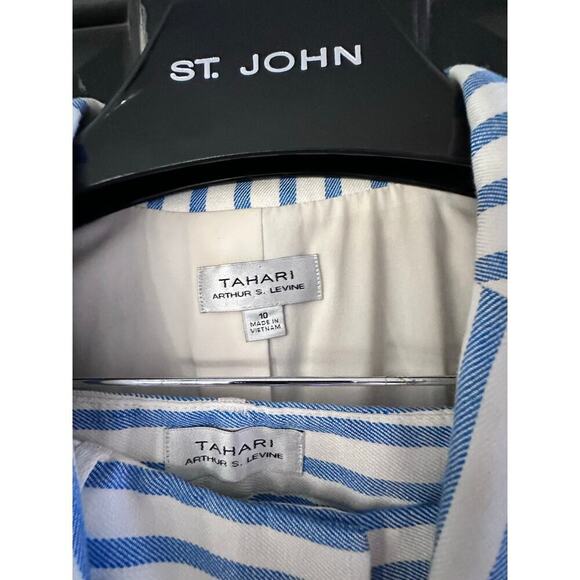 Tahari Arthur S. Levine Striped Notch Collar Blazer & Pant 2-Piece Suit Size 10 - Picture 8 of 16